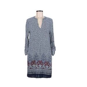 Buttons Brand Midi Dress Size Large Blue Paisley Floral Boho Peasant Lined Soft